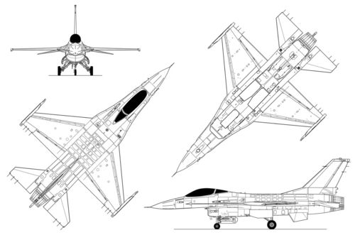 F16战斗机三视图详解，F16战斗机三视图全面解析