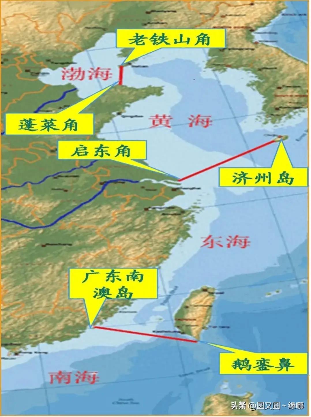 黄海渤海东海南海地图，揭示中国四大海域的地理奥秘，中国四大海域地理奥秘揭秘，黄海渤海东海南海全貌地图展示
