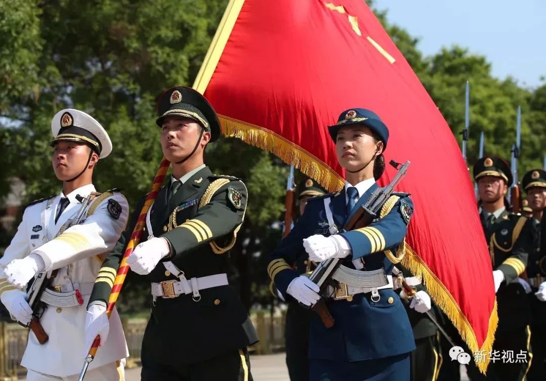 三军仪仗队图片动漫海报，展现荣耀与力量，三军仪仗队动漫海报，荣耀与力量的展现