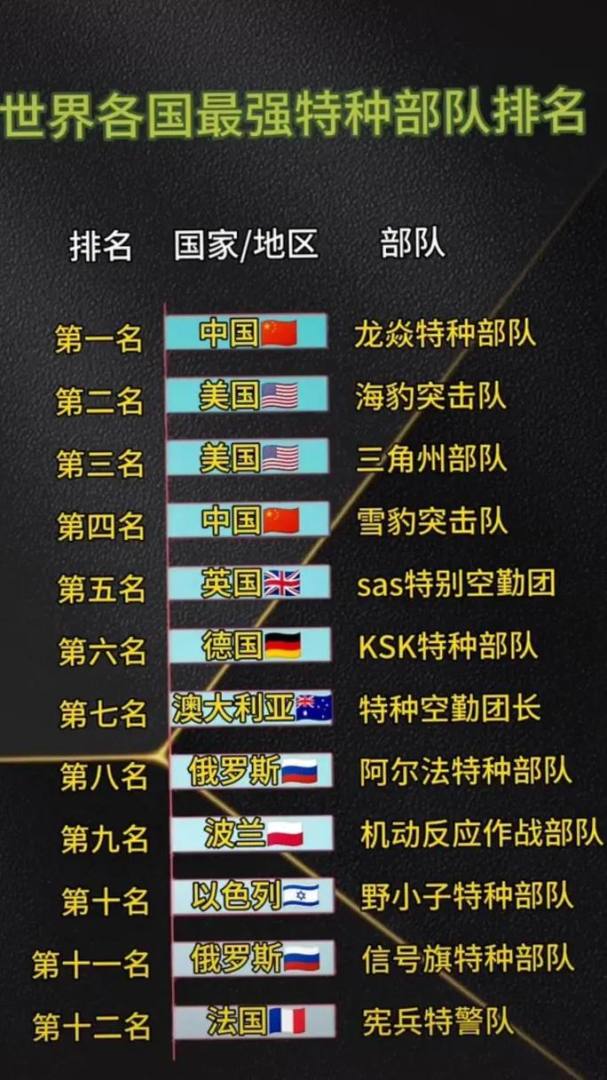 全球十大顶级特种部队，实力与荣耀的象征，全球十大顶级特种部队，实力与荣耀的标杆